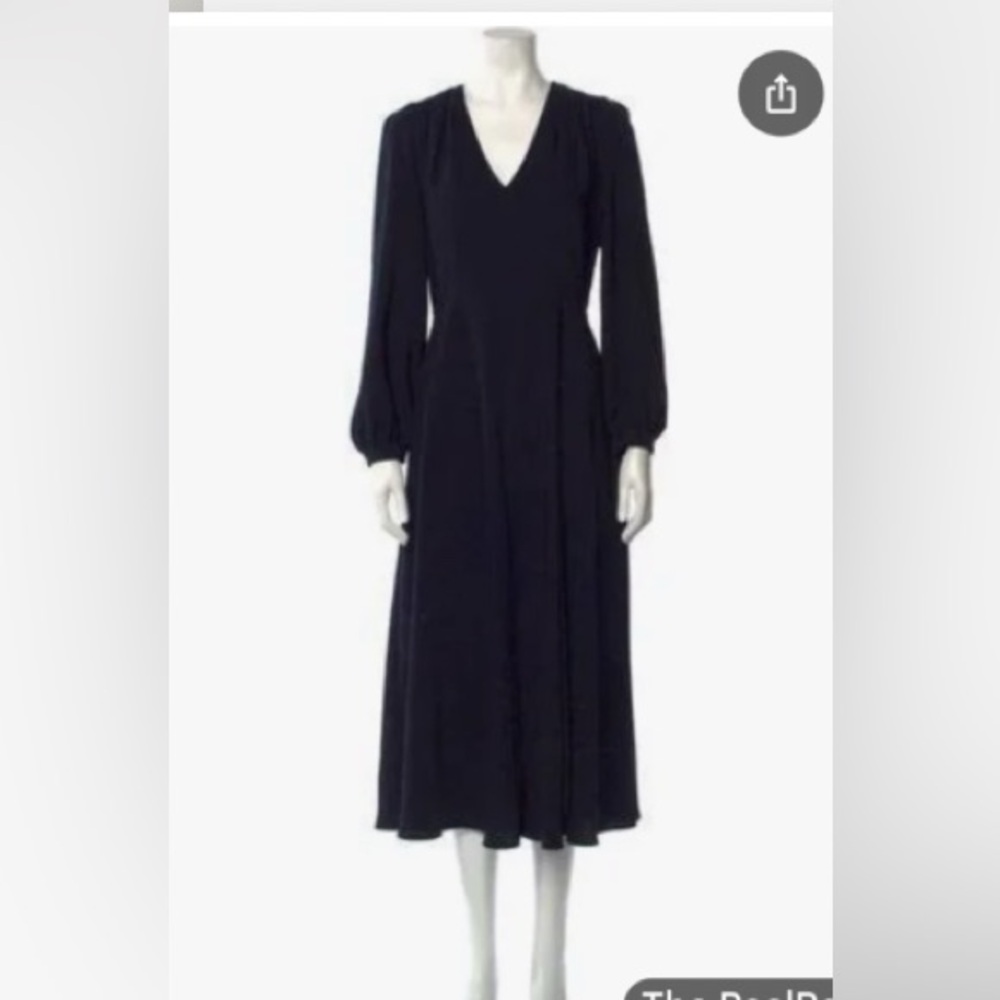 NWT Iris+ Ink v neck long sleeve midi‎ dress navy size 8